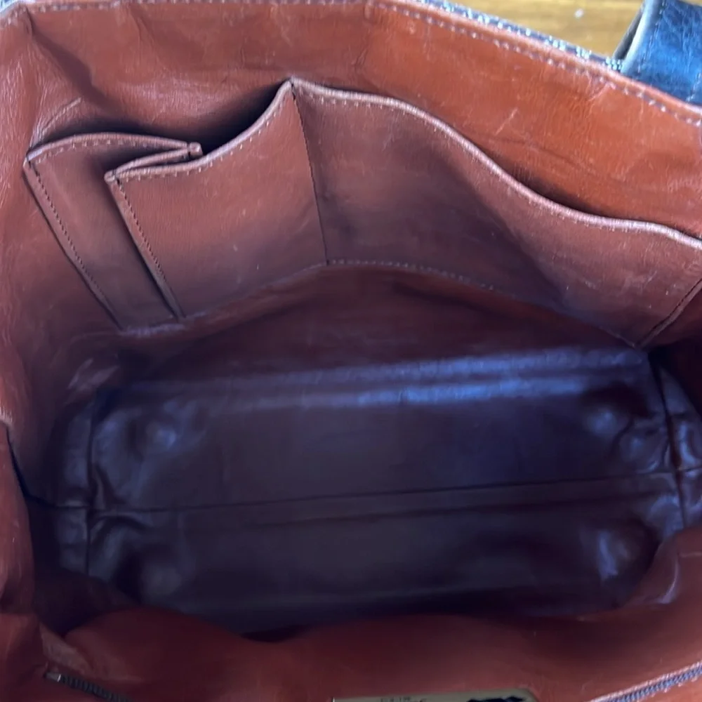 Yvelyne Ponnau Vintage Paisley Leather Tote